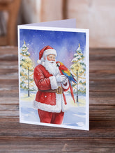Load image into Gallery viewer, Macaw with Santa Claus Greeting Cards Pack of 8
