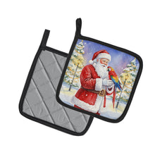 Load image into Gallery viewer, Macaw with Santa Claus Pair of Pot Holders