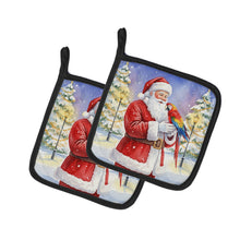 Load image into Gallery viewer, Macaw with Santa Claus Pair of Pot Holders