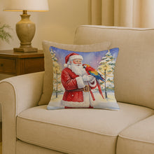 Load image into Gallery viewer, Macaw with Santa Claus Throw Pillow