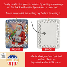 Load image into Gallery viewer, Male Eclectus with Santa Claus Porcelain Ornament