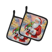 Load image into Gallery viewer, Male Eclectus with Santa Claus Pair of Pot Holders