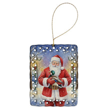 Load image into Gallery viewer, Mallard with Santa Claus Porcelain Ornament
