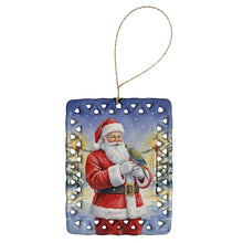 Load image into Gallery viewer, Meyer�s Parrot with Santa Claus Porcelain Ornament