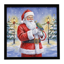 Load image into Gallery viewer, Meyer’s Parrot with Santa Claus Framed Metal Print