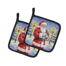 Load image into Gallery viewer, Meyer’s Parrot with Santa Claus Pair of Pot Holders