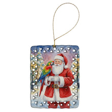 Load image into Gallery viewer, Parrot with Santa Claus Porcelain Ornament