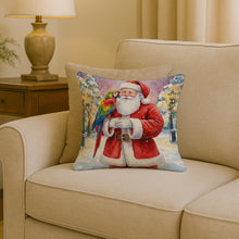 Load image into Gallery viewer, Parrot with Santa Claus Throw Pillow