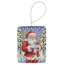 Load image into Gallery viewer, Parrotlet with Santa Claus Porcelain Ornament
