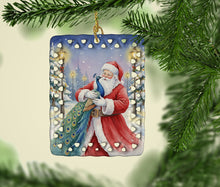 Load image into Gallery viewer, Peacock with Santa Claus Porcelain Ornament