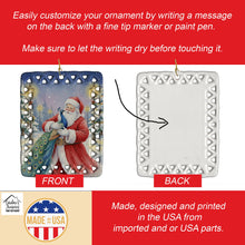 Load image into Gallery viewer, Peacock with Santa Claus Porcelain Ornament