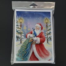 Load image into Gallery viewer, Peacock with Santa Claus Greeting Cards Pack of 8