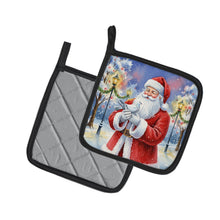Load image into Gallery viewer, Pigeon with Santa Claus Pair of Pot Holders