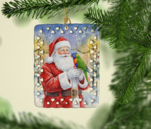 Load image into Gallery viewer, Rainbow Lorikeet with Santa Claus Porcelain Ornament