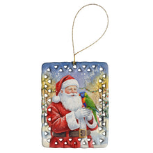 Load image into Gallery viewer, Rainbow Lorikeet with Santa Claus Porcelain Ornament