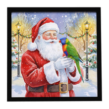 Load image into Gallery viewer, Rainbow Lorikeet with Santa Claus Framed Metal Print