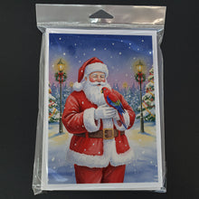 Load image into Gallery viewer, Red Lory with Santa Claus Greeting Cards Pack of 8