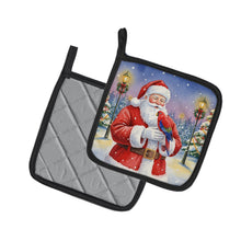 Load image into Gallery viewer, Red Lory with Santa Claus Pair of Pot Holders