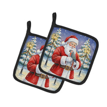 Load image into Gallery viewer, Red Bellied Parrot with Santa Claus Pair of Pot Holders