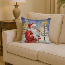 Load image into Gallery viewer, Robin with Santa Claus Throw Pillow