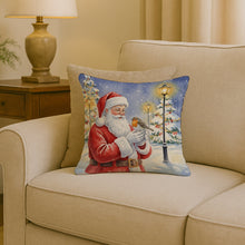 Load image into Gallery viewer, Robin with Santa Claus Throw Pillow