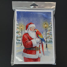 Load image into Gallery viewer, Scarlet Macaw with Santa Claus Greeting Cards Pack of 8