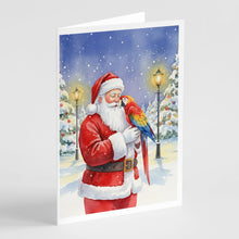 Load image into Gallery viewer, Scarlet Macaw with Santa Claus Greeting Cards Pack of 8