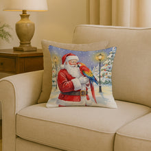 Load image into Gallery viewer, Scarlet Macaw with Santa Claus Throw Pillow
