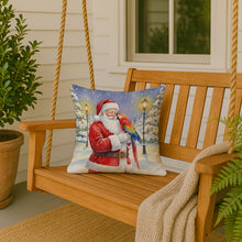 Load image into Gallery viewer, Scarlet Macaw with Santa Claus Throw Pillow