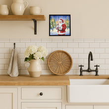 Load image into Gallery viewer, Society Finch with Santa Claus Framed Metal Print