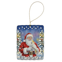 Load image into Gallery viewer, Sulphur Crested Cockatoo with Santa Claus Porcelain Ornament