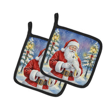 Load image into Gallery viewer, Sulphur Crested Cockatoo with Santa Claus Pair of Pot Holders