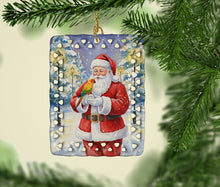 Load image into Gallery viewer, Sun Conure with Santa Claus Porcelain Ornament