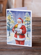 Load image into Gallery viewer, Sun Conure with Santa Claus Greeting Cards Pack of 8