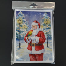 Load image into Gallery viewer, Sun Conure with Santa Claus Greeting Cards Pack of 8