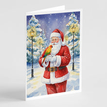 Load image into Gallery viewer, Sun Conure with Santa Claus Greeting Cards Pack of 8