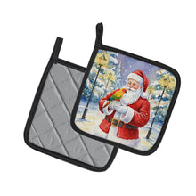 Load image into Gallery viewer, Sun Conure with Santa Claus Pair of Pot Holders