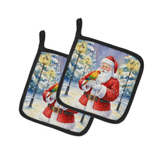 Load image into Gallery viewer, Sun Conure with Santa Claus Pair of Pot Holders