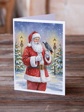 Load image into Gallery viewer, Timneh African Grey with Santa Claus Greeting Cards Pack of 8