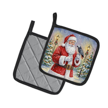 Load image into Gallery viewer, Timneh African Grey with Santa Claus Pair of Pot Holders