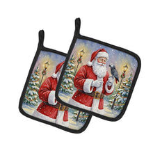 Load image into Gallery viewer, Timneh African Grey with Santa Claus Pair of Pot Holders