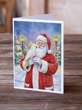 Load image into Gallery viewer, Umbrella Cockatoo with Santa Claus Greeting Cards Pack of 8