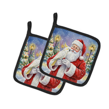 Load image into Gallery viewer, Umbrella Cockatoo with Santa Claus Pair of Pot Holders