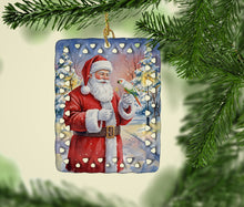 Load image into Gallery viewer, White Bellied Caique with Santa Claus Porcelain Ornament