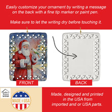 Load image into Gallery viewer, White Bellied Caique with Santa Claus Porcelain Ornament