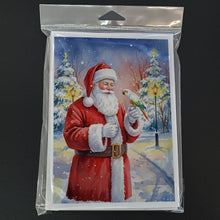 Load image into Gallery viewer, White Bellied Caique with Santa Claus Greeting Cards Pack of 8