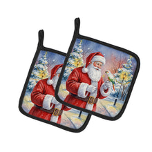 Load image into Gallery viewer, White Bellied Caique with Santa Claus Pair of Pot Holders