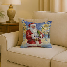 Load image into Gallery viewer, Woodpecker with Santa Claus Throw Pillow