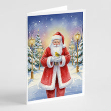 Load image into Gallery viewer, Yellowhammer with Santa Claus Greeting Cards Pack of 8