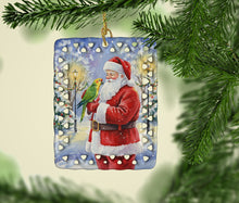 Load image into Gallery viewer, Yellow Naped Amazon with Santa Claus Porcelain Ornament